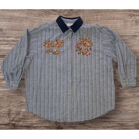 Studio Collection Womens Button Up Size 22W Long Sleeve Top Embroidered Autumn - Picture 1 of 12